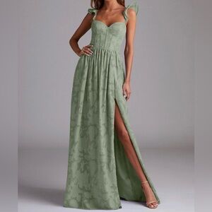 Azazie Sage Agave Green Denisse Bridesmaid Dress